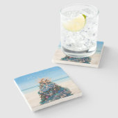 Merry Florida Christmas Tropical Beach HolidayTree Steinuntersetzer (Seitenansicht)