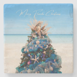 Merry Florida Christmas Tropical Beach HolidayTree Steinuntersetzer