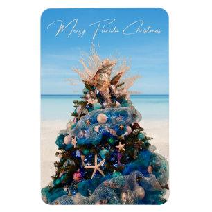 Merry Florida Weihnachten Tropical Beach and Tree Magnet