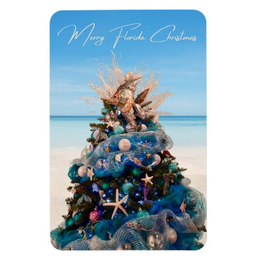 Merry Florida Weihnachten Tropical Beach and Tree Magnet (Vertikal)