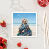 Merry Florida Weihnachten Tropical Beach and Tree Serviette (Beispiel)