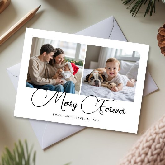 Merry Forever - Elegante Familienurlaubskarte Feiertagskarte