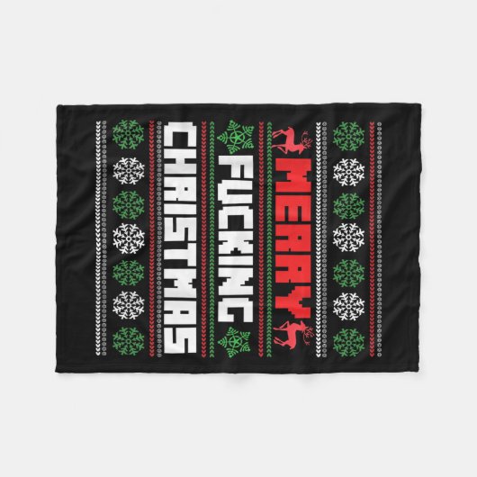 Merry Foring Christmas Funny Raunchy Curse Word Ho Fleecedecke (Vorderseite (Horizontal))