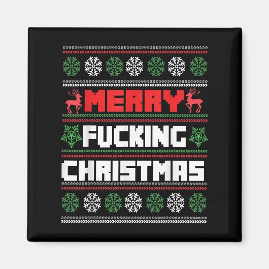 Merry Foring Christmas Funny Raunchy Curse Word Ho Magnet (Vorne)