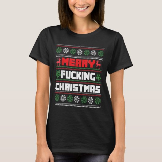 Merry Foring Christmas Funny Raunchy Curse Word Ho T-Shirt (Vorderseite)