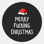 Merry Foring Christmas Inappropriate Santa Pajama Runder Aufkleber (Vorderseite)