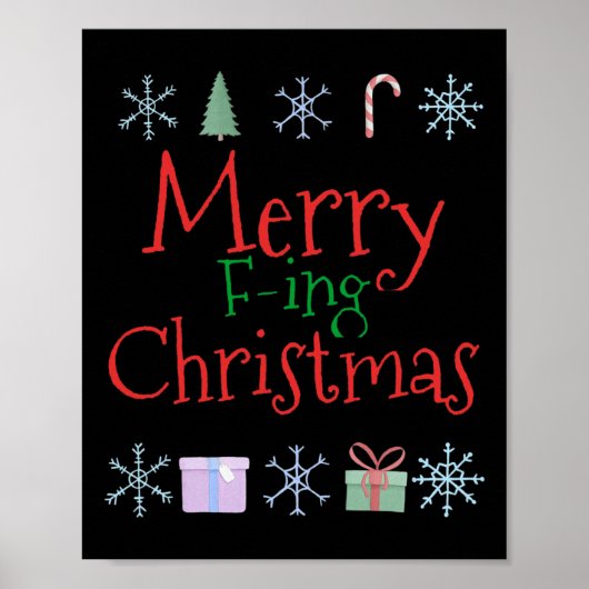 Merry Foring (f-ing) Weihnachten Funny Sarcastic Q Poster (Vorne)
