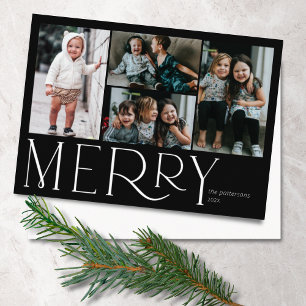Merry Foto Einfach Schwarz-weiß Feiertagskarte