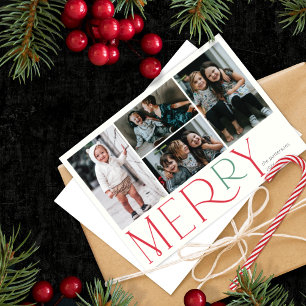Merry Foto Simple Red Green Feiertagskarte
