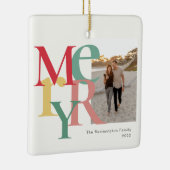Merry Foto Simple Red Green Yellow Keramikornament (Rechts)