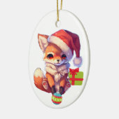 Merry Fox Kids Christmas Keramik Ornament (Links)