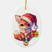 Merry Fox Kids Christmas Keramik Ornament (Vorne)