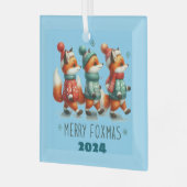 Merry Foxmas Ornament Aus Glas (Vorderseite links)