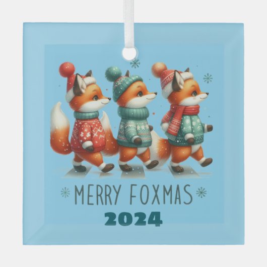 Merry Foxmas Ornament Aus Glas (Vorderseite)