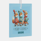 Merry Foxmas Ornament Aus Glas (Vorderseite Rechts)