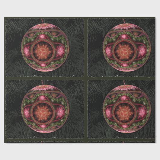 Merry Fraktal Art Ornament Geschenkpapier (Flach)