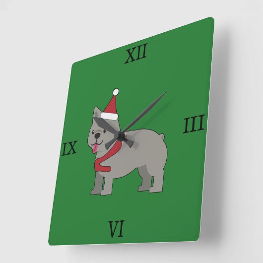 Merry Frenchie Quadratische Wanduhr (Winkel)