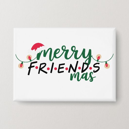 Merry Friendsmas Friends Weihnachts-Weihnachtsmann Button (Vorderseite)