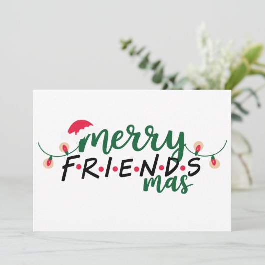 Merry Friendsmas Friends Weihnachts-Weihnachtsmann Feiertagskarte (Stehend Vorderseite)