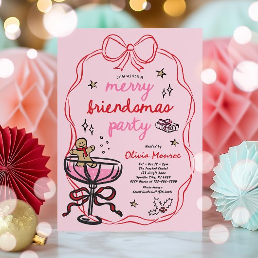 Merry Friendsmas Weihnachtscocktail-Feier Einladung