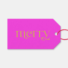 Merry Fuchsia und helle grüne Weihnachtsfeiertage Geschenkanhänger