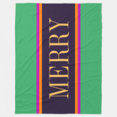 MERRY Fun Bright Minze Green Pink Black Stripes Fleecedecke (Vorderseite)