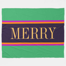 MERRY Fun Bright Minze Green Pink Black Stripes Fleecedecke