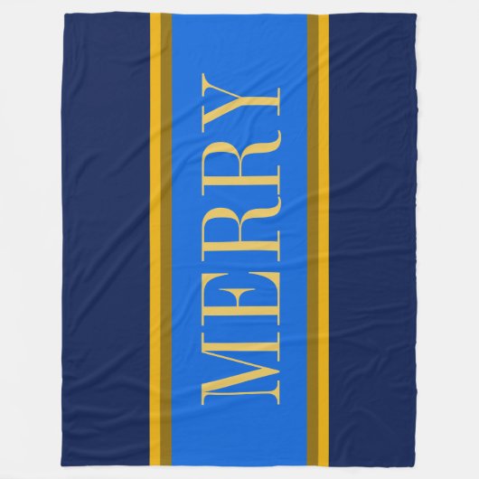 MERRY Fun Elegante Marine Royal Blue Racing Streif Fleecedecke (Vorderseite)