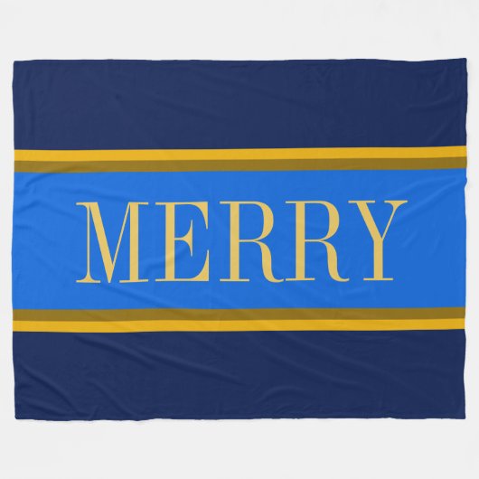 MERRY Fun Elegante Marine Royal Blue Racing Streif Fleecedecke (Vorderseite (Horizontal))
