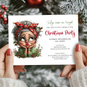 Merry Fun Grandma Cartoon Christmas Party Invite Einladung