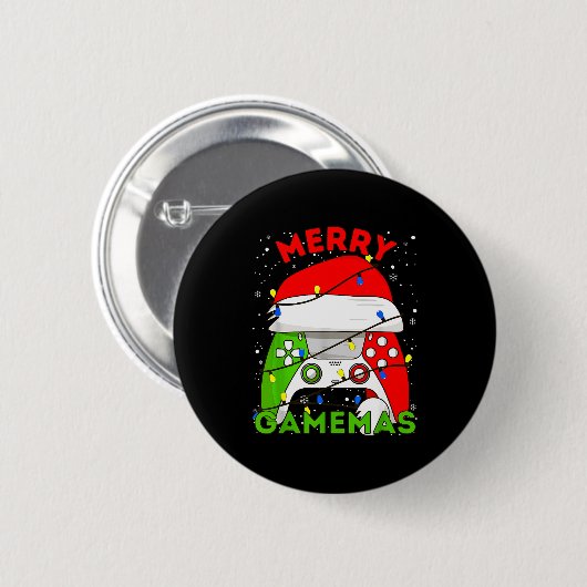 Merry Gamemas Santa Hat Gamer Controller Christmas Button (Vorne & Hinten)