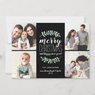 Merry Garland Holiday 4 Foto Collage Card Feiertagskarte