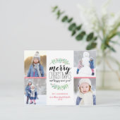 Merry Garland Holiday 4 Foto Collage Postkarte (Stehend Vorderseite)