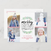 Merry Garland Holiday 4 Foto Collage Postkarte (Vorne/Hinten)