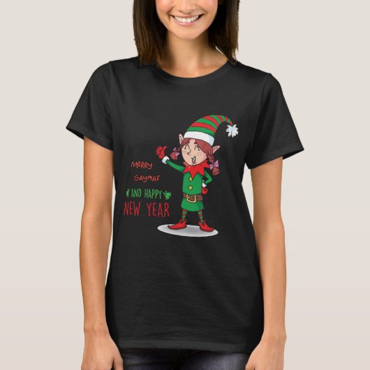 Merry Gaymas Girl Elf T-Shirt (Vorderseite)