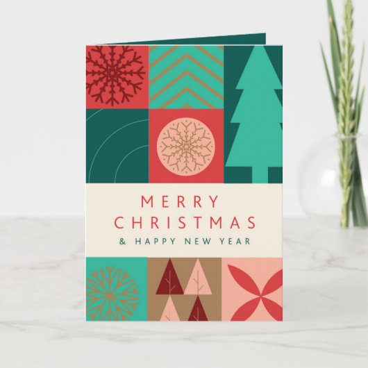 Merry Geometric Christmas - Moderner Urlaub Feiertagskarte (Vorderseite)