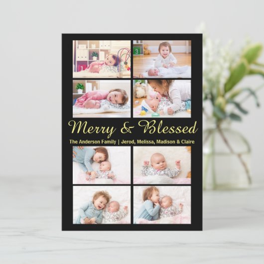 Merry & gesegnet 8 Fotos - Weihnachtskarte Einladung (Stehend Vorderseite)