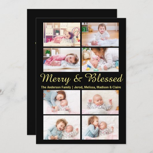 Merry & gesegnet 8 Fotos - Weihnachtskarte Einladung (Vorne/Hinten)