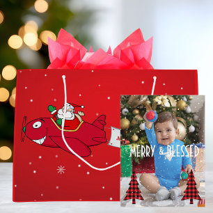 Merry & gesegnetes Foto, Schneeflocken & Weihnacht Feiertagspostkarte