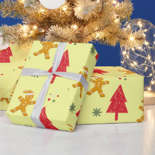 Merry gingerbread santa Snowflake Weihnachtsbaum Geschenkpapier