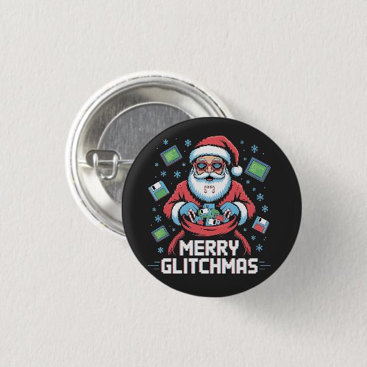 Merry Glitchmas Coding Programmer Weihnachten Button (Vorne & Hinten)