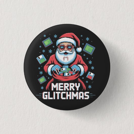 Merry Glitchmas Coding Programmer Weihnachten Button (Vorderseite)