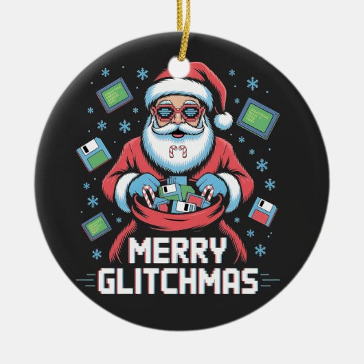 Merry Glitchmas Coding Programmer Weihnachten Keramik Ornament (Vorne)