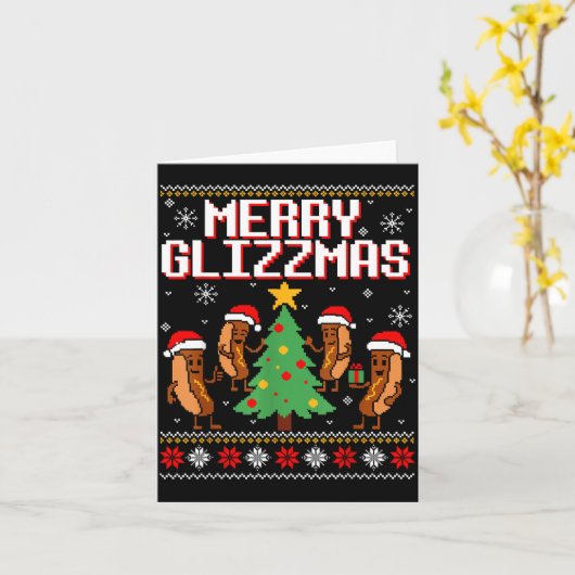 Merry Glizzmas Funny Merry Christmas Hotdogs Xmas  Karte (Gelbe Blume)