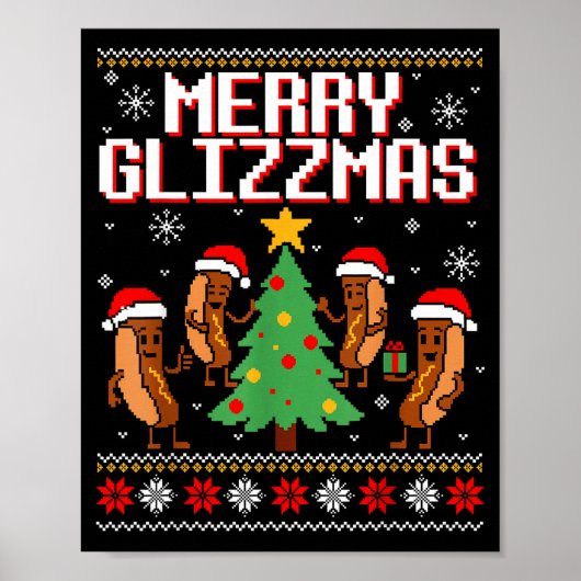 Merry Glizzmas Funny Merry Christmas Hotdogs Xmas  Poster (Vorne)