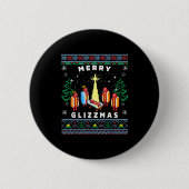 Merry Glizzmas Funny Ugly Christmas Sweater Glizzy Button (Vorderseite)