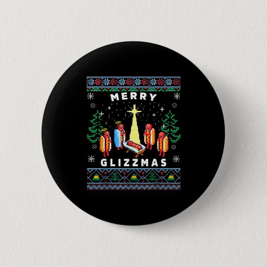 Merry Glizzmas Funny Ugly Christmas Sweater Glizzy Button (Vorderseite)