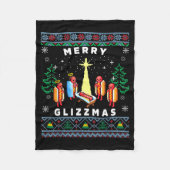 Merry Glizzmas Funny Ugly Christmas Sweater Glizzy Fleecedecke (Vorderseite)