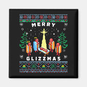 Merry Glizzmas Funny Ugly Christmas Sweater Glizzy Magnet (Vorne)