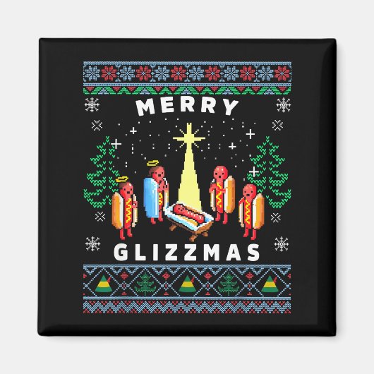 Merry Glizzmas Funny Ugly Christmas Sweater Glizzy Magnet (Vorne)
